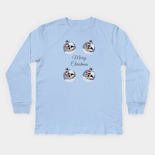 Merry Christmas with Santa Dachshund Dog in Glass Bauble Kids Long Sleeve T-Shirt